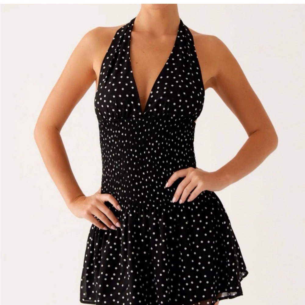 Peppermayo Black and White Polka Dot Mini Dress